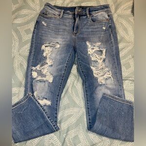 Judy Blue Light Blue Distressed Boyfriend Jeans
